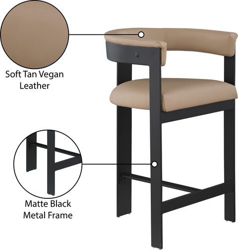 Nova Tan Vegan Leather Upholstered Counter Stool, 2-Piece