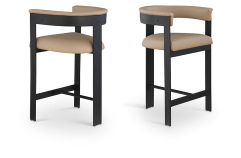 Nova Tan Vegan Leather Upholstered Counter Stool, 2-Piece