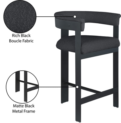 Bubble Black Boucle Fabric Counter Stool