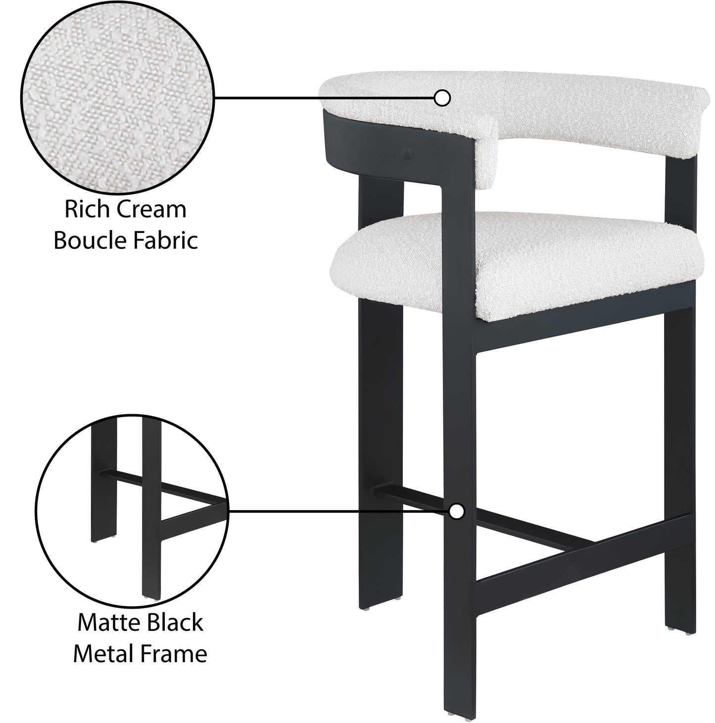 bubble cream boucle fabric counter stool