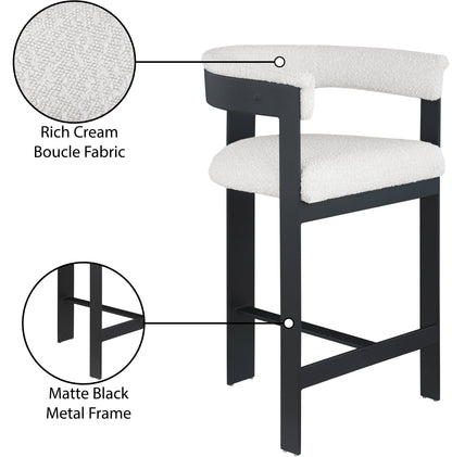 Bubble Cream Boucle Fabric Counter Stool