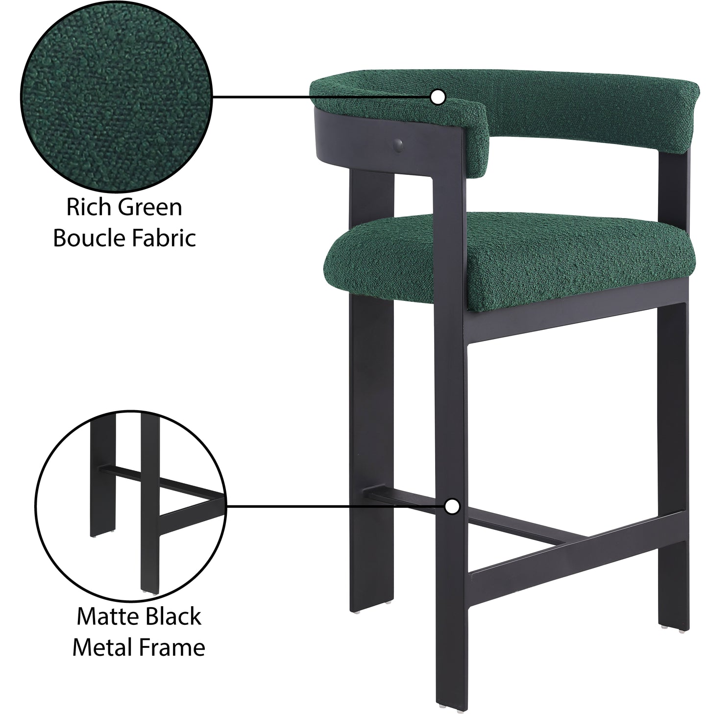 bubble green boucle fabric counter stool