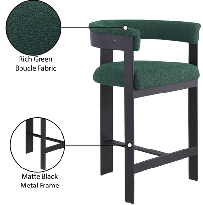 Bubble Green Boucle Fabric Counter Stool