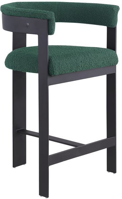 Bubble Green Boucle Fabric Counter Stool