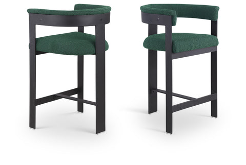 Nova Green Vegan Leather Upholstered Counter Stool, 2-Piece