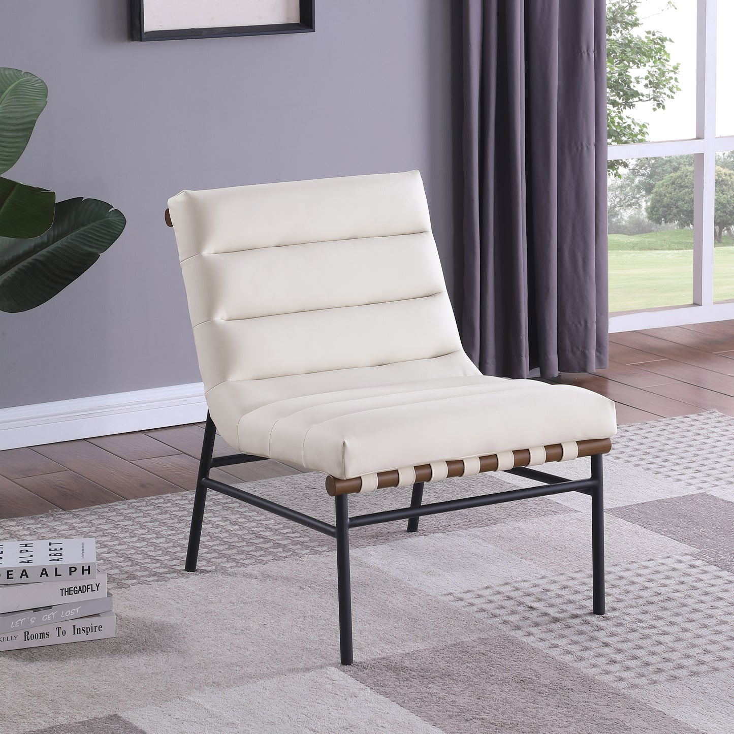 cardiff cream vegan leather accent chair