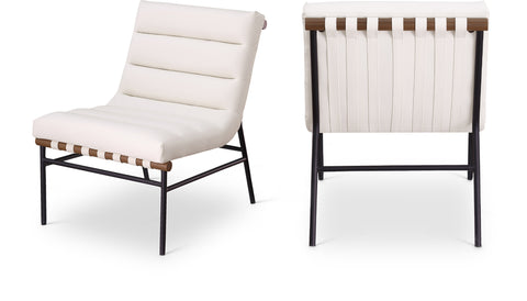 Lennox Cream Vegan Leather Upholstered Accent Chair, 1 Piece