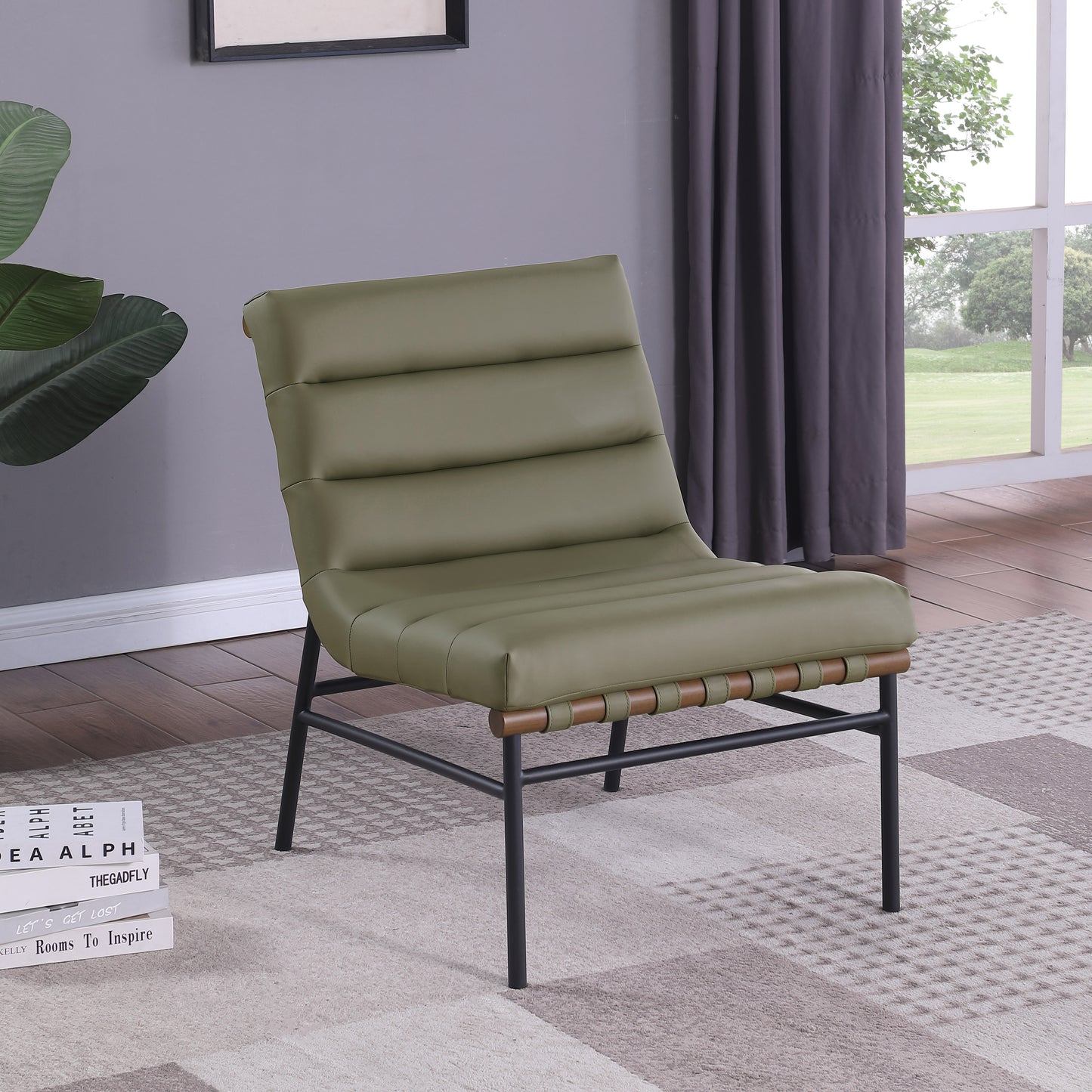 cardiff olive vegan leather accent chair