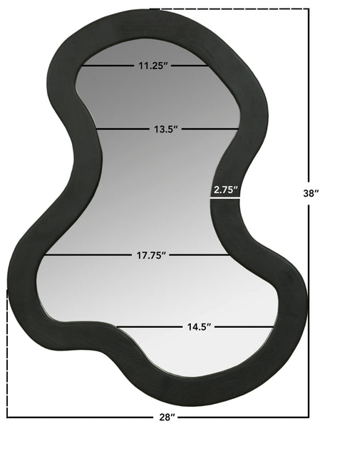 Hadley 28" Black Acacia Wood Frame Mirror, 1 Piece