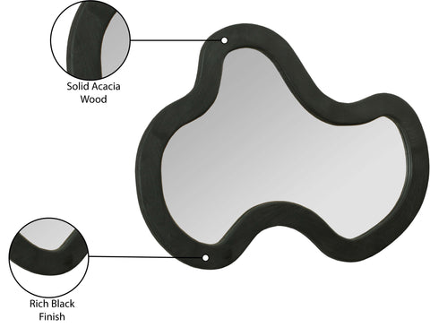 Hadley 28" Black Acacia Wood Frame Mirror, 1 Piece