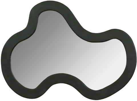 Hadley 28" Black Acacia Wood Frame Mirror, 1 Piece