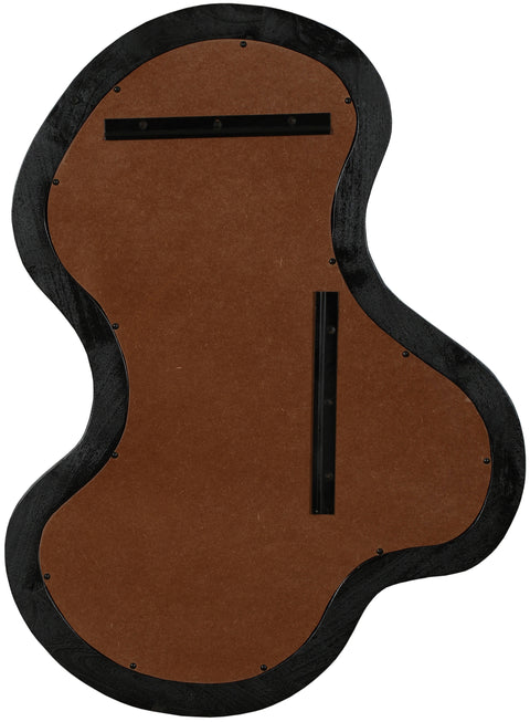 Hadley 28" Black Acacia Wood Frame Mirror, 1 Piece