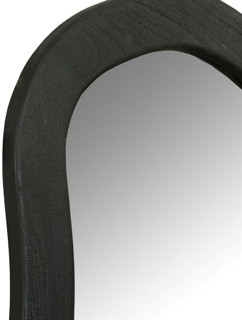 Hadley 28" Black Acacia Wood Frame Mirror, 1 Piece
