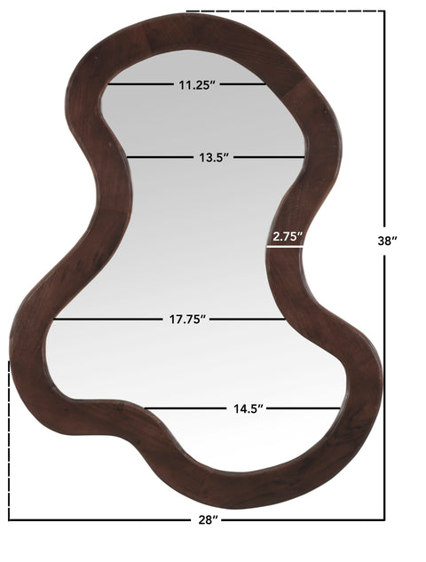 Hadley 28" Brown Acacia Wood Frame Mirror, 1 Piece