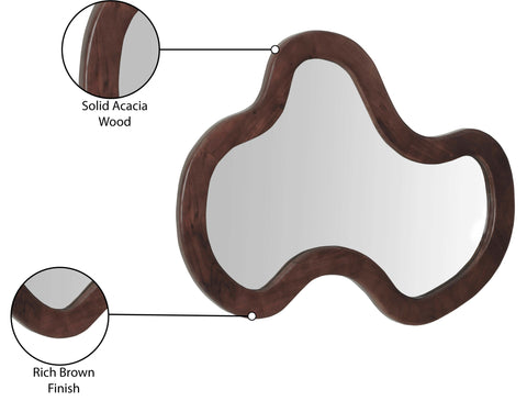 Hadley 28" Brown Acacia Wood Frame Mirror, 1 Piece