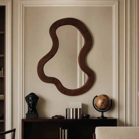 Hadley 28" Brown Acacia Wood Frame Mirror, 1 Piece