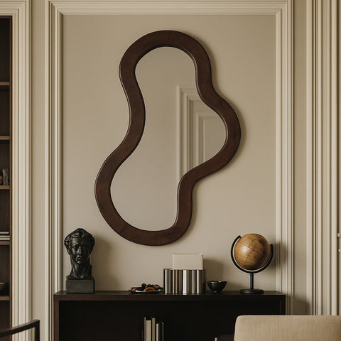 Hadley 28" Brown Acacia Wood Frame Mirror, 1 Piece (Style 2)