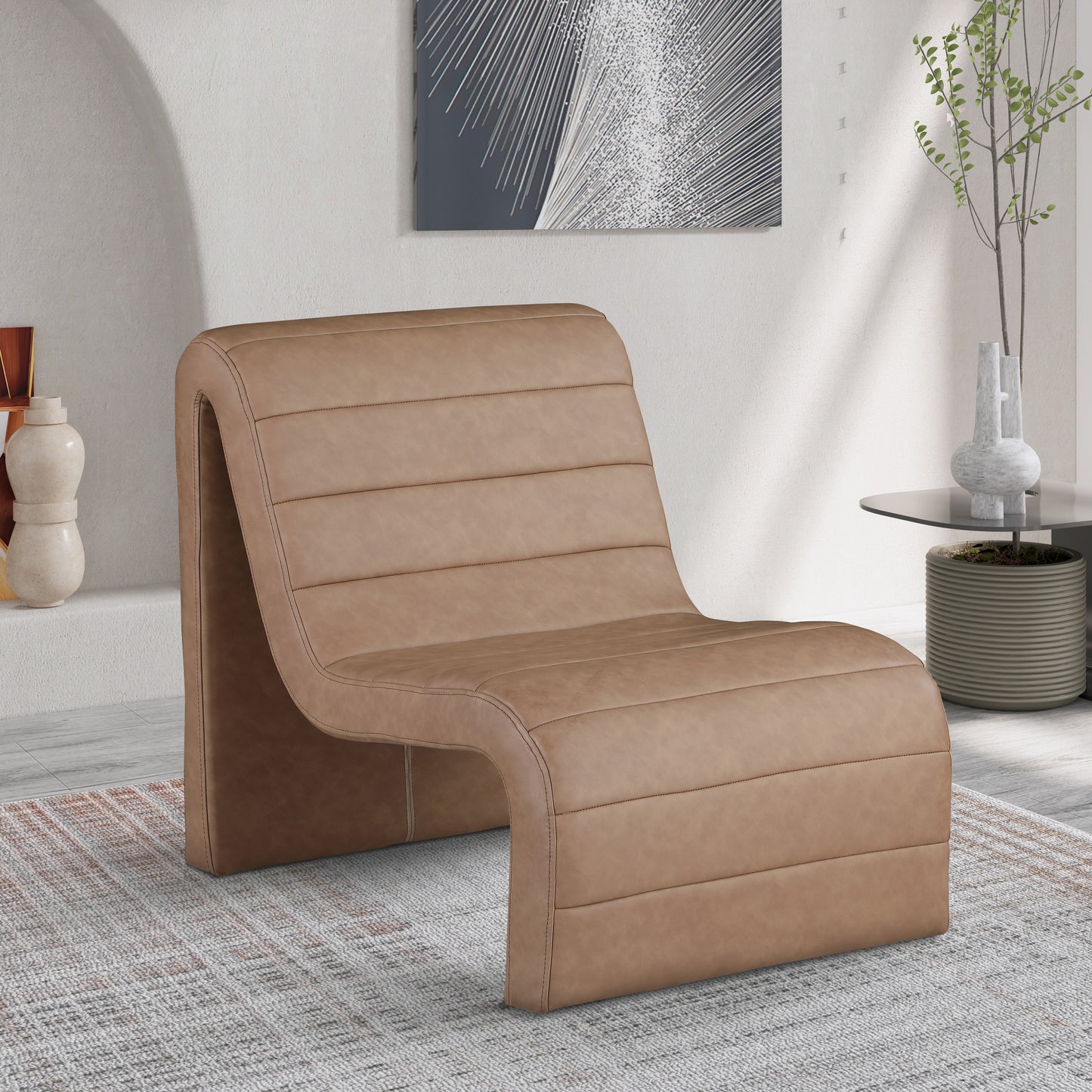 roberto brown vegan leather accent chair