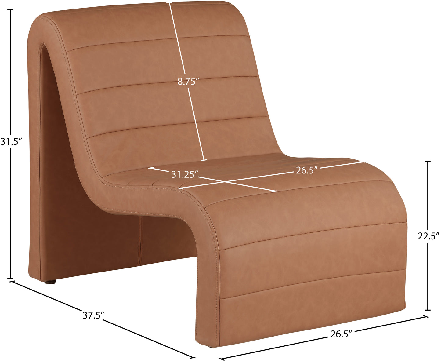 roberto cognac vegan leather accent chair