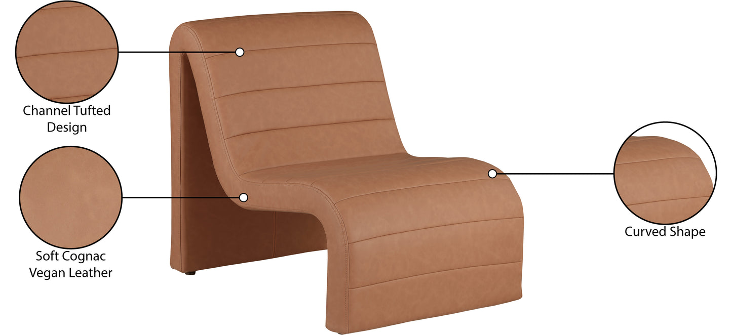 roberto cognac vegan leather accent chair