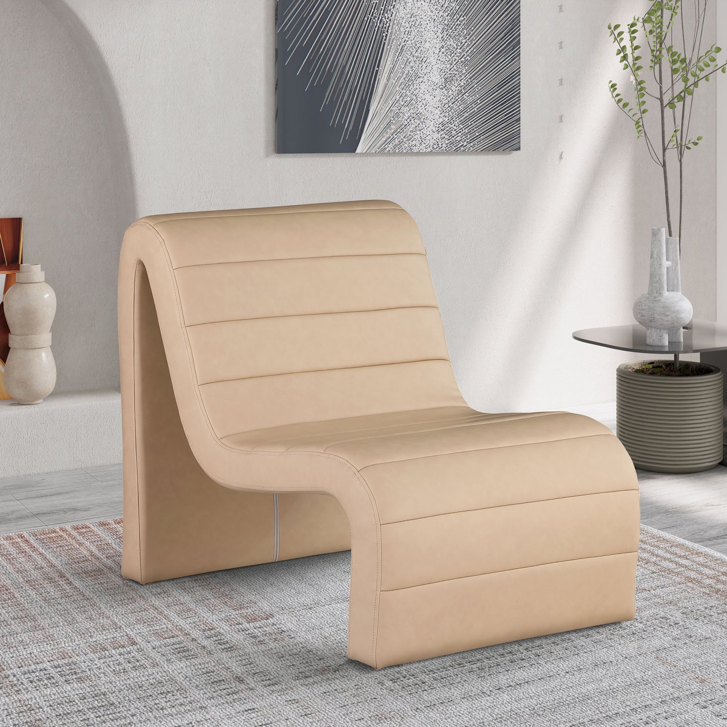 roberto tan vegan leather accent chair