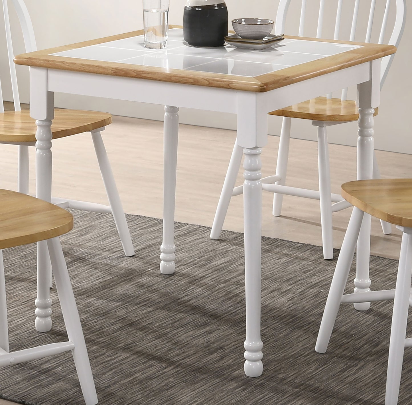 christine square 29-inch wood tile top dining table white