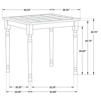 Christine Square 29-inch Wood Tile Top Dining Table White