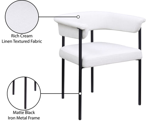 Bellona Cream Linen Textured Fabric Dining Chair