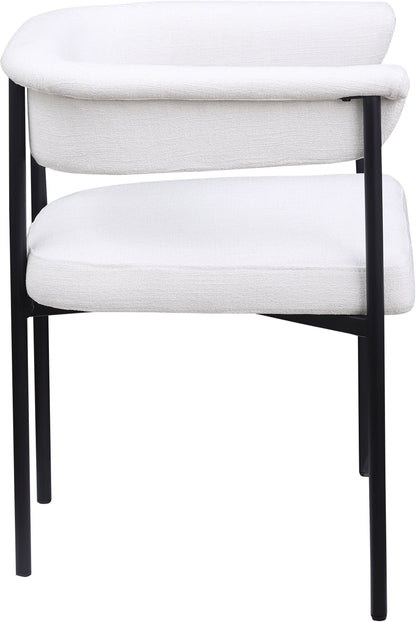 Bellona Cream Linen Textured Fabric Dining Chair