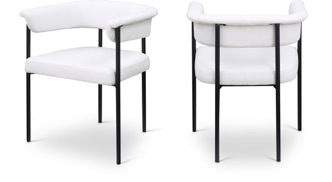 Noelle Cream Linen Textured Fabric Upholstered Dining Chair, 2-Piece