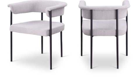 Noelle Grey Linen Textured Fabric Upholstered Dining Chair, 2-Piece