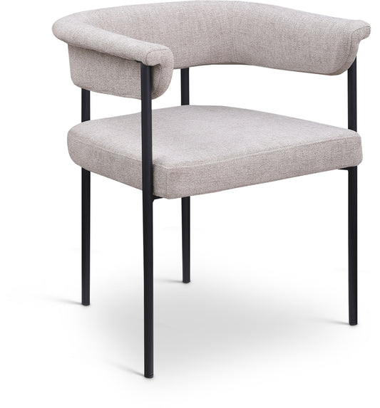 Bellona Taupe Linen Textured Fabric Dining Chair