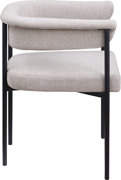 Bellona Taupe Linen Textured Fabric Dining Chair