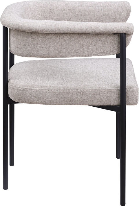 Bellona Taupe Linen Textured Fabric Dining Chair