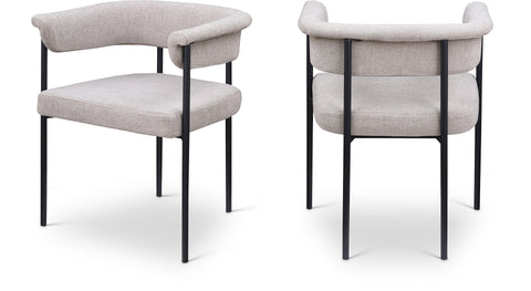 Noelle Taupe Linen Textured Fabric Upholstered Dining Chair, 2-Piece