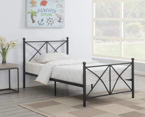 Melrose Metal Twin Open Frame Bed Matte BlackMatte Black