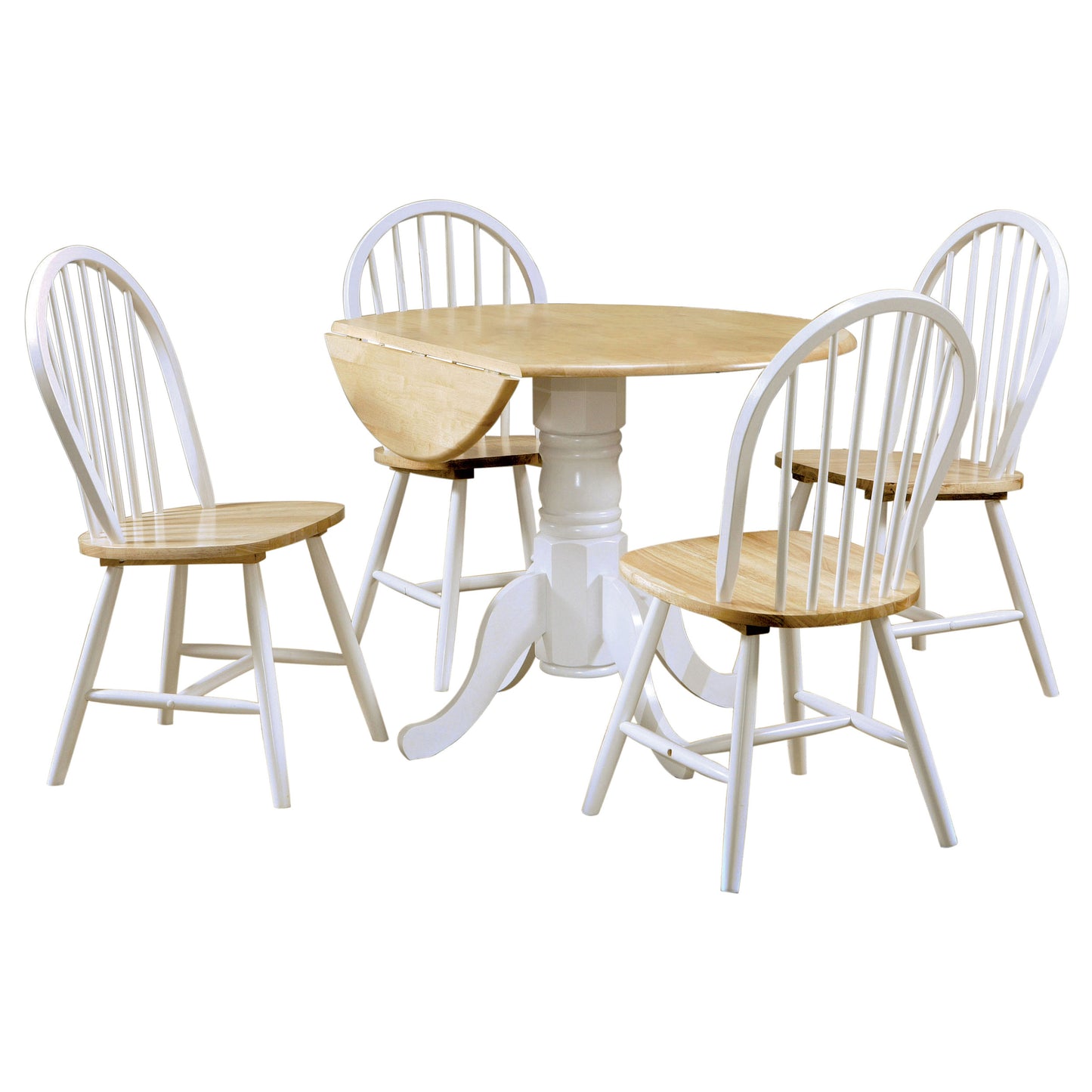 betty 5-piece round drop leaf dining table set whitewhite