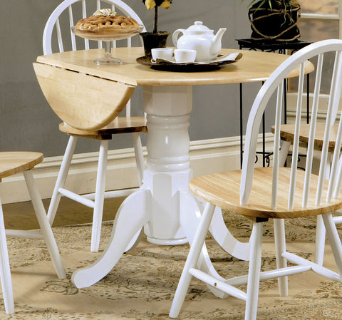 Betty Round 40-inch Drop Leaf Extension Dining Table WhiteWhite