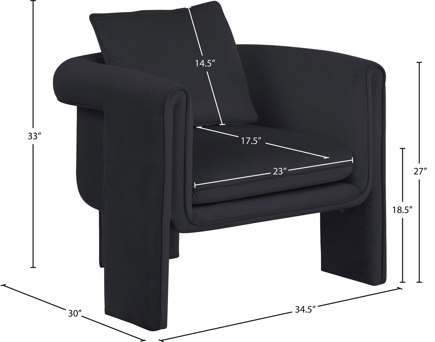 encore black velvet accent chair black