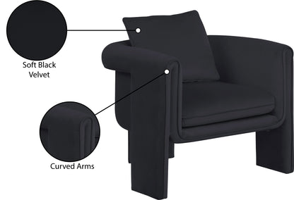 Encore Black Velvet Accent Chair Black