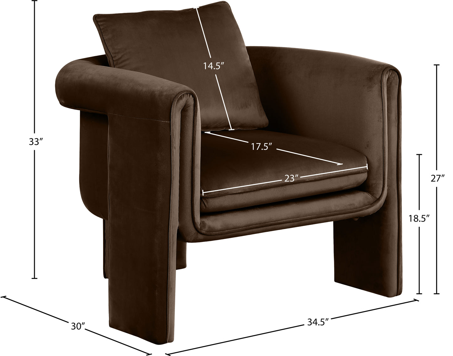 encore brown velvet accent chair brown