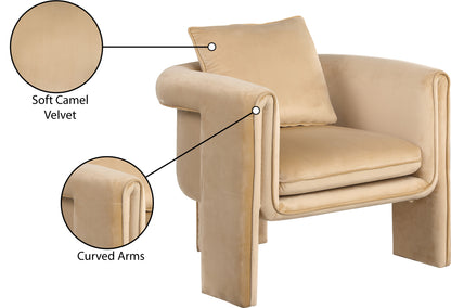 Encore Camel Velvet Accent Chair Camel