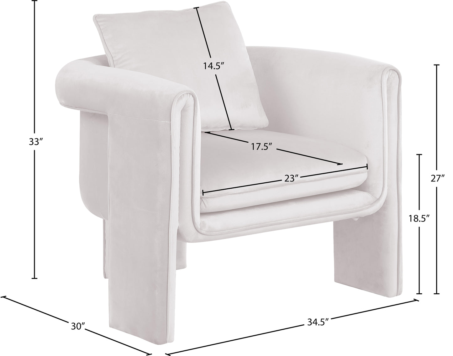 encore cream velvet accent chair cream