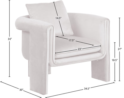 Encore Cream Velvet Accent Chair Cream