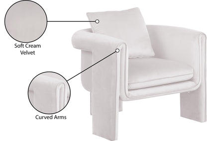 Encore Cream Velvet Accent Chair Cream