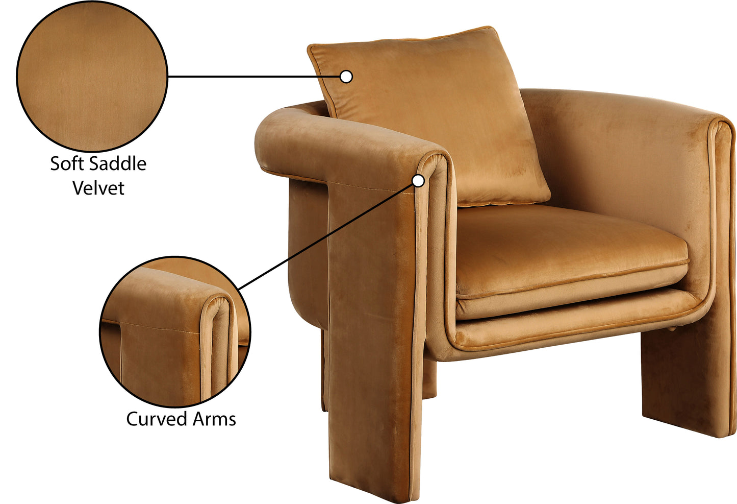 encore saddle velvet accent chair saddle