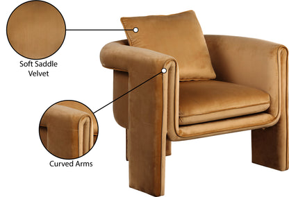 Encore Saddle Velvet Accent Chair Saddle