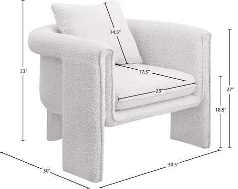 Kira Cream Boucle Fabric Accent Chair Cream