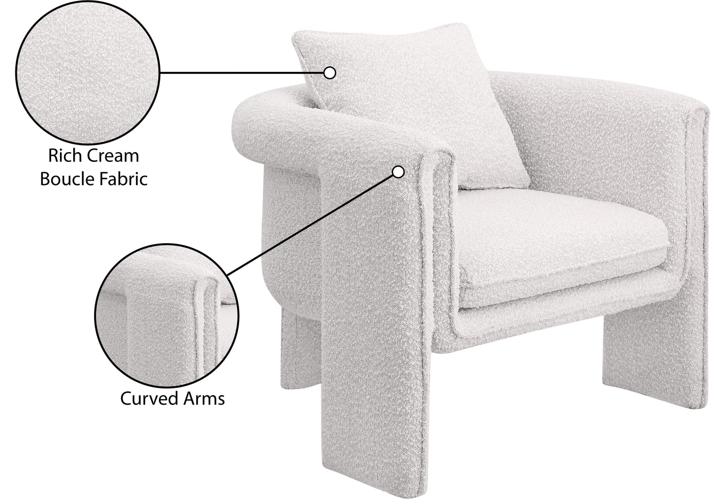 kira cream boucle fabric accent chair cream