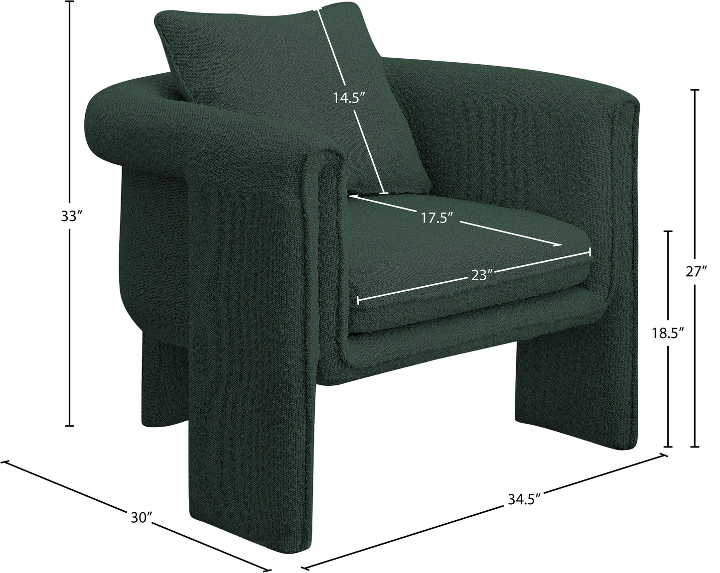 kira green boucle fabric accent chair green